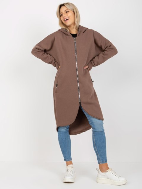 Bluza długa brązowa z kapturem i suwakiem Tina Bluza długa brązowa z kapturem i suwakiem Tina