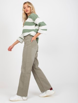 Spodnie jeans z szeroką nogawką wide leg khaki S Fresh Made