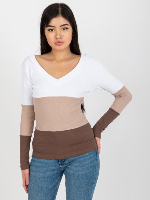 Bluzka RV-BZ-8429.18P biało-brązowy L/XL Bluzka RV-BZ-8429.18P biało-brązowy L/XL