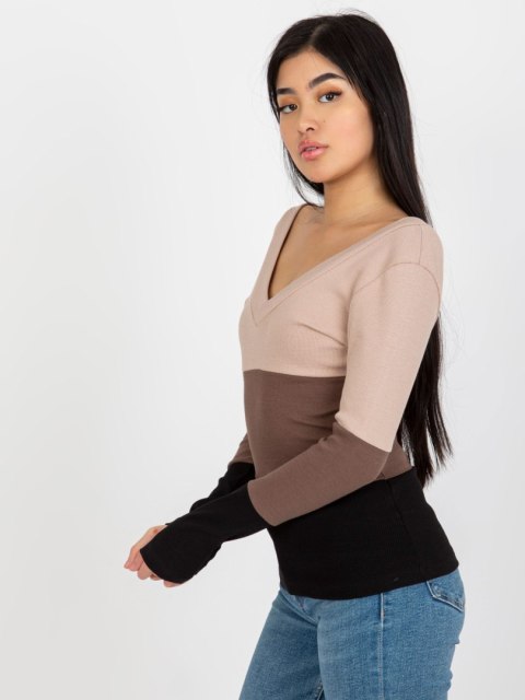 Bluzka RV-BZ-8429.31P czarno-beżowy S/M Bluzka RV-BZ-8429.31P czarno-beżowy S/M