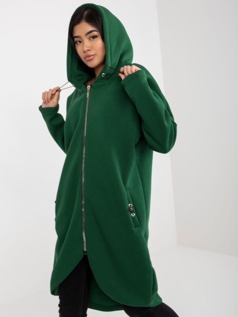 Bluza długa zielona z kapturem i suwakiem Tina Bluza długa zielona z kapturem i suwakiem Tina