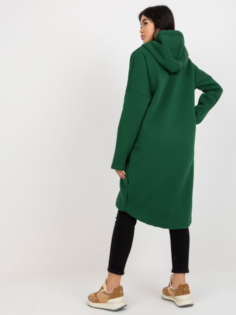 Bluza długa zielona z kapturem i suwakiem Tina Bluza długa zielona z kapturem i suwakiem Tina