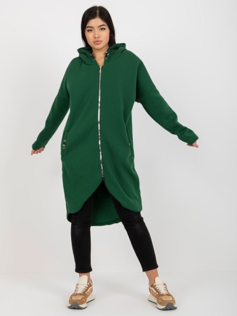 Bluza długa zielona z kapturem i suwakiem Tina Bluza długa zielona z kapturem i suwakiem Tina