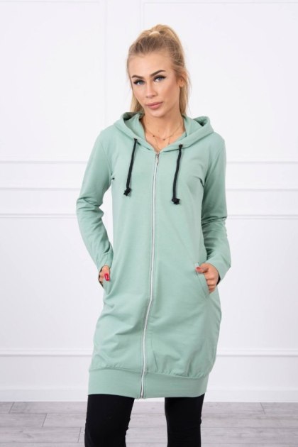 Bluza Sukienkowa z Kapturem Długa Ciemnomiętowa | Styl Basic | Stylowy Wieszak