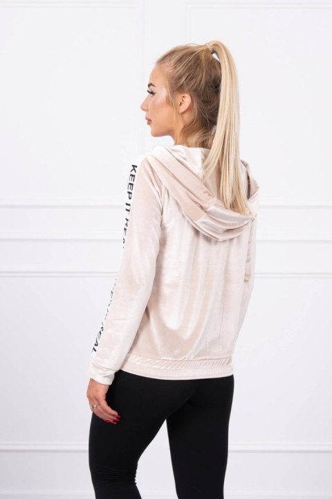Bluza welurowa z kapturem beżowa Bluza welurowa z kapturem beżowa