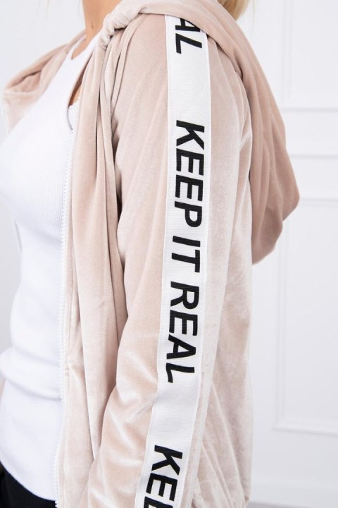 Bluza welurowa z kapturem beżowa Bluza welurowa z kapturem beżowa