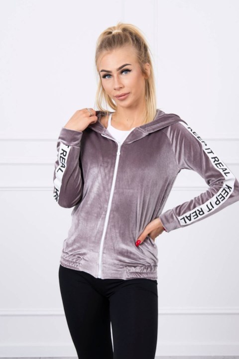 Bluza welurowa z kapturem szara Bluza welurowa z kapturem szara