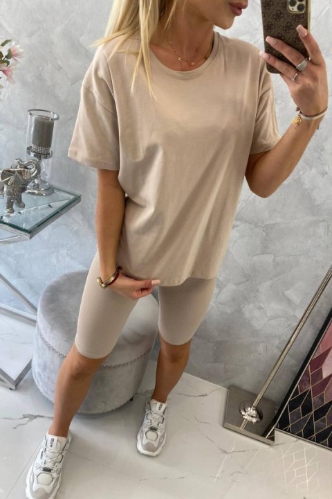 Komplet sportowy koszulka+legginsy beżowy Komplet sportowy koszulka+legginsy beżowy