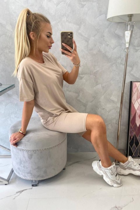 Komplet sportowy koszulka+legginsy beżowy Komplet sportowy koszulka+legginsy beżowy