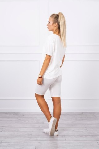 Komplet sportowy koszulka+legginsy ecru UNI