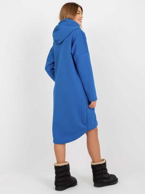 Bluza długa niebieska z kapturem i suwakiem Tina Bluza długa niebieska z kapturem i suwakiem Tina