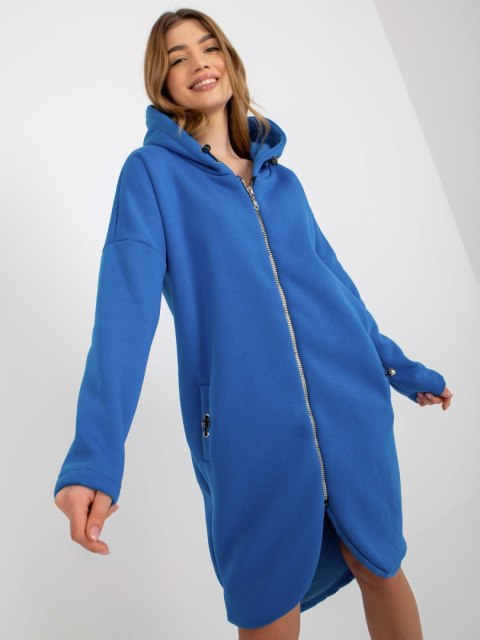 Bluza długa niebieska z kapturem i suwakiem Tina Bluza długa niebieska z kapturem i suwakiem Tina