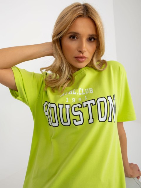 T-shirt bluzka damska limonkowa lużna z napisem T-shirt bluzka damska limonkowa lużna z napisem