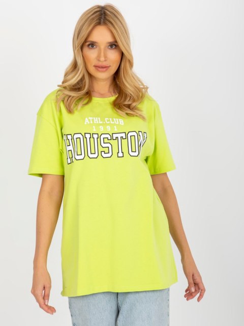 T-shirt bluzka damska limonkowa lużna z napisem T-shirt bluzka damska limonkowa lużna z napisem