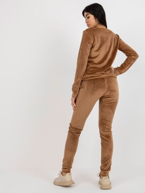 Komplet dresowy damski welurowy camelowy basic S Komplet dresowy damski welurowy camelowy basic S