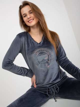 Komplet damski welurowy dresowy graffitowy L/XL