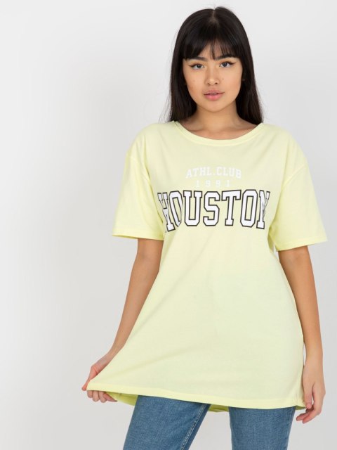 T-shirt bluzka damska jasnożółta lużna z napisem T-shirt bluzka damska jasnożółta lużna z napisem