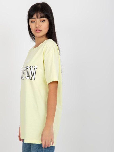 T-shirt bluzka damska jasnożółta lużna z napisem T-shirt bluzka damska jasnożółta lużna z napisem