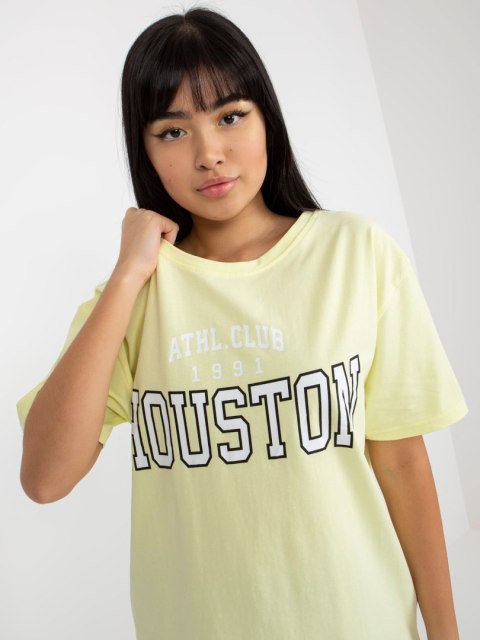 T-shirt bluzka damska jasnożółta lużna z napisem T-shirt bluzka damska jasnożółta lużna z napisem