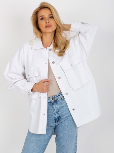 Koszula biała jeans oversize z kieszeniami na guziki MKoszula biała jeans oversize z kieszeniami na guziki M Koszula biała jeans oversize z kieszeniami na guziki MKoszula biała jeans oversize z kieszeniami na guziki M
