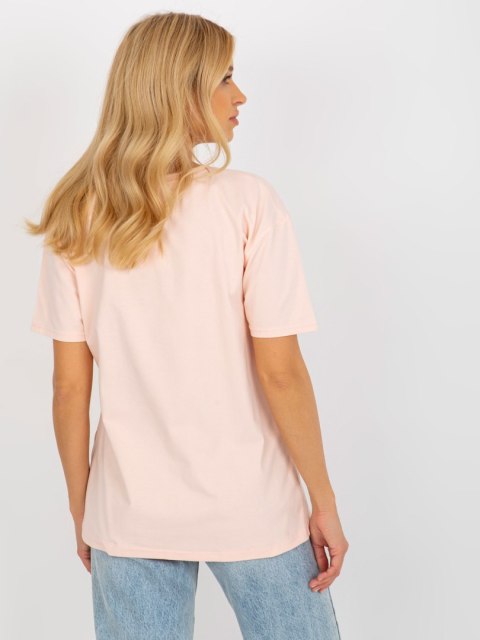 T-shirt bluzka damska brzoskwiniowa lużna z napisem T-shirt bluzka damska brzoskwiniowa lużna z napisem
