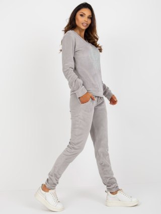 Komplet damski welurowy dresowy szary S/M