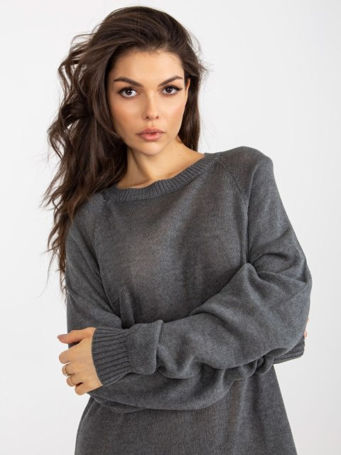 Sweter, sukienka dzianinowa szara z długim rękawem Sweter, sukienka dzianinowa szara z długim rękawem