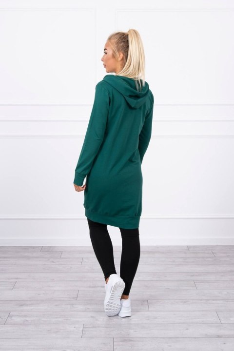 Bluza sukienkowa ciemnozielona z zamkiem i kapturem