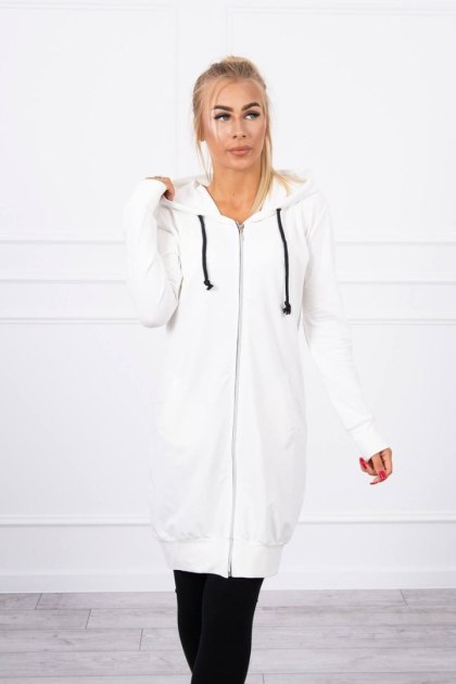 Bluza Sukienkowa z Kapturem Długa Ecru | Styl Basic | Stylowy Wieszak