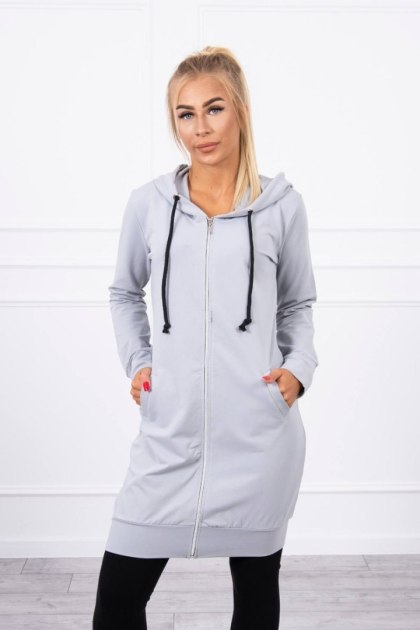Bluza Sukienkowa z Kapturem Długa Szara | Casual Basic | Stylowy Wieszak