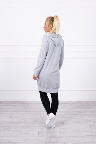 Bluza Sukienkowa z Kapturem Długa Szara | Casual Basic | Stylowy Wieszak