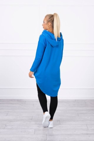 Bluza z długim tyłem i kapturem chabrowy