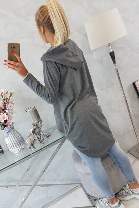 Bluza z długim tyłem i kapturem grafitowa