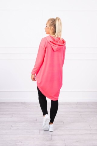 Bluza z długim tyłem i kapturem różowy neon