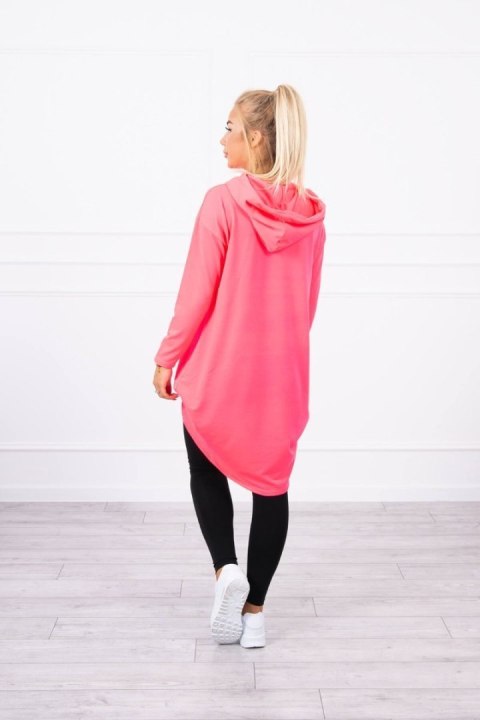Bluza z długim tyłem i kapturem różowy neon