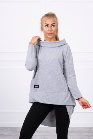 Bluza z długim tyłem i kapturem szara