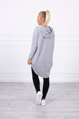 Bluza z długim tyłem i kapturem szara