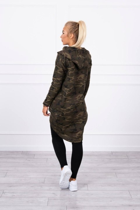 Bluza z długim tyłem moro khaki+zielony
