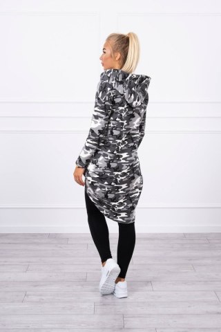 Bluza z długim tyłem moro szary+czarny