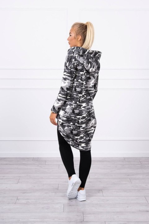 Bluza z długim tyłem moro szary+czarny