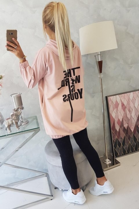 Bluza z nadrukiem "The world is yours" ciemny pudrowy róż