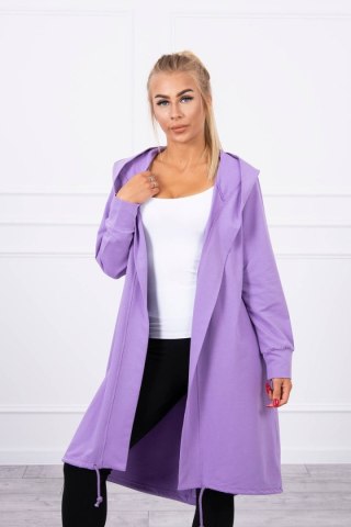 Narzutka z nadrukiem oversize fioletowa, z kapturem