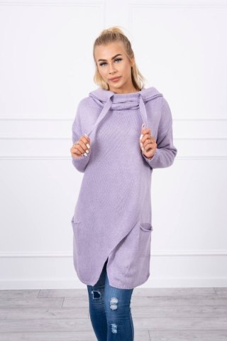 Sweter z kopertowym dołem jasny fioletowy