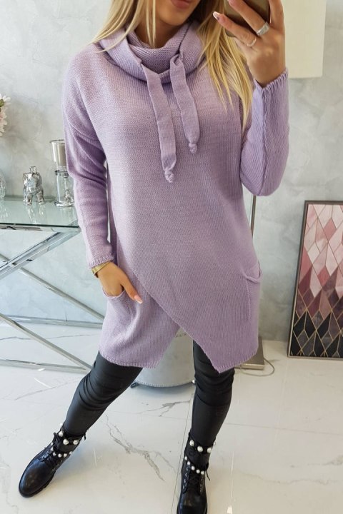 Sweter z kopertowym dołem jasny fioletowy Sweter z kopertowym dołem jasny fioletowy