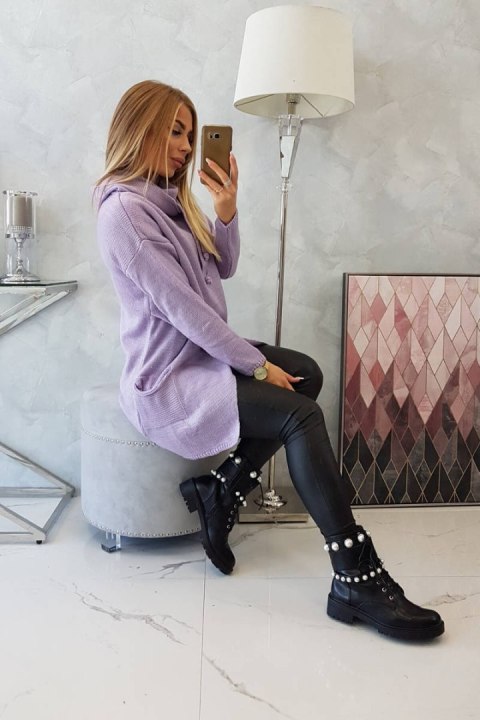 Sweter z kopertowym dołem jasny fioletowy Sweter z kopertowym dołem jasny fioletowy