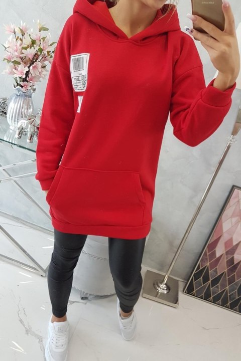 Bluza z kapturem z naszywkami czerwona