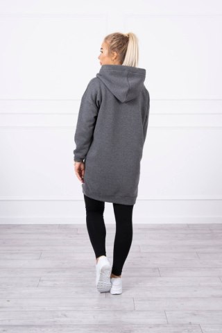 Bluza z kapturem z naszywkami grafitowa