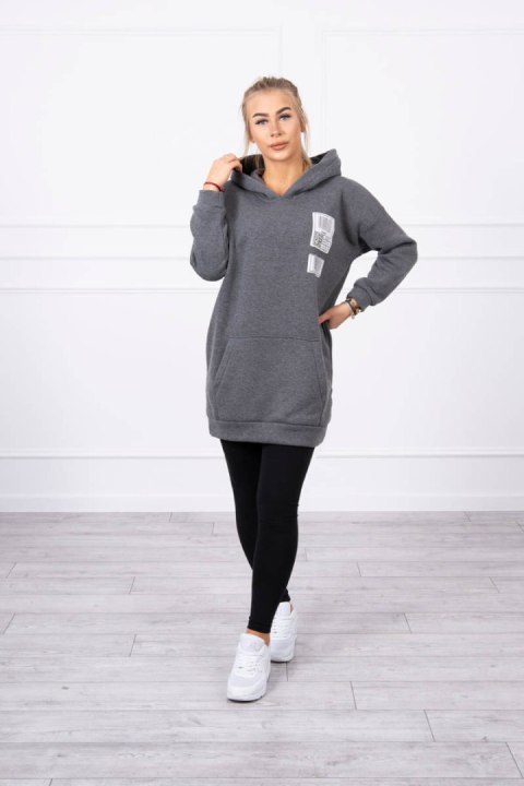 Bluza z kapturem z naszywkami grafitowa