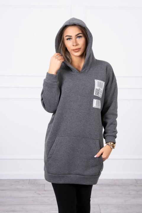 Bluza z kapturem z naszywkami grafitowa