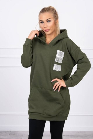 Bluza z kapturem z naszywkami khaki